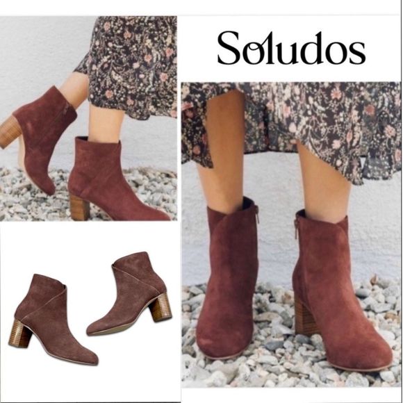 Soludos Midheel Venetian Suede Ankle Bootie in Mahogany - Picture 11 of 14